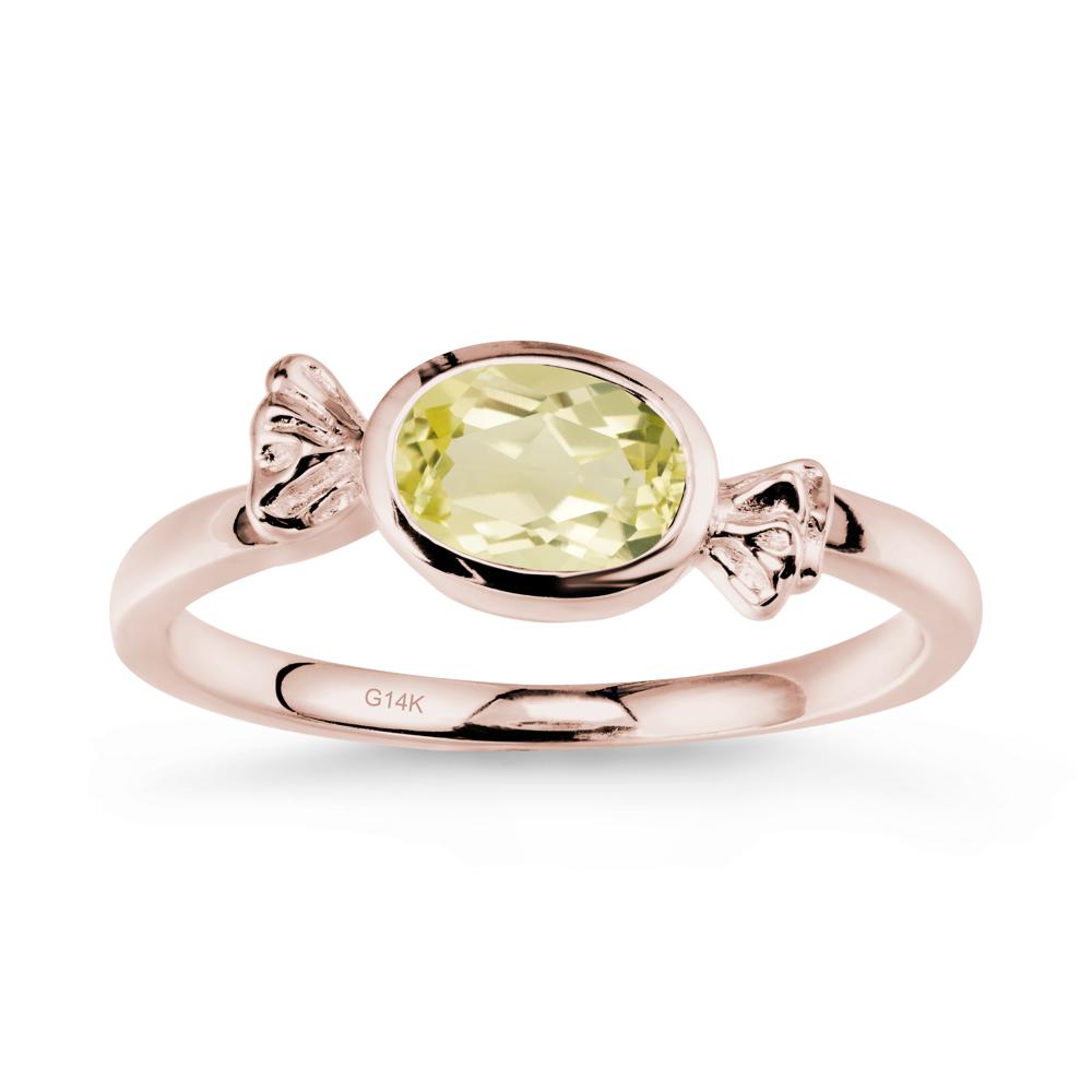 Oval Solitaire Lemon Quartz Halloween Ring - LUO Jewelry #metal_14k rose gold