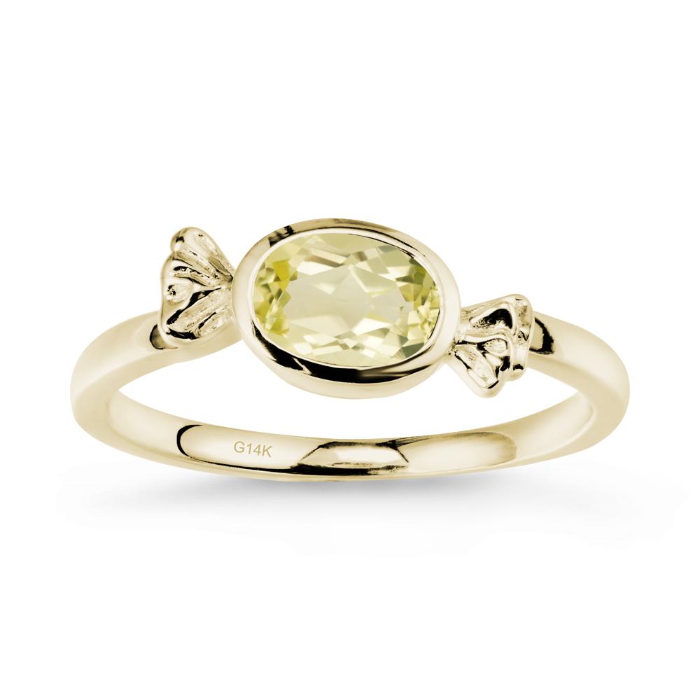 Oval Solitaire Lemon Quartz Halloween Ring - LUO Jewelry #metal_14k yellow gold