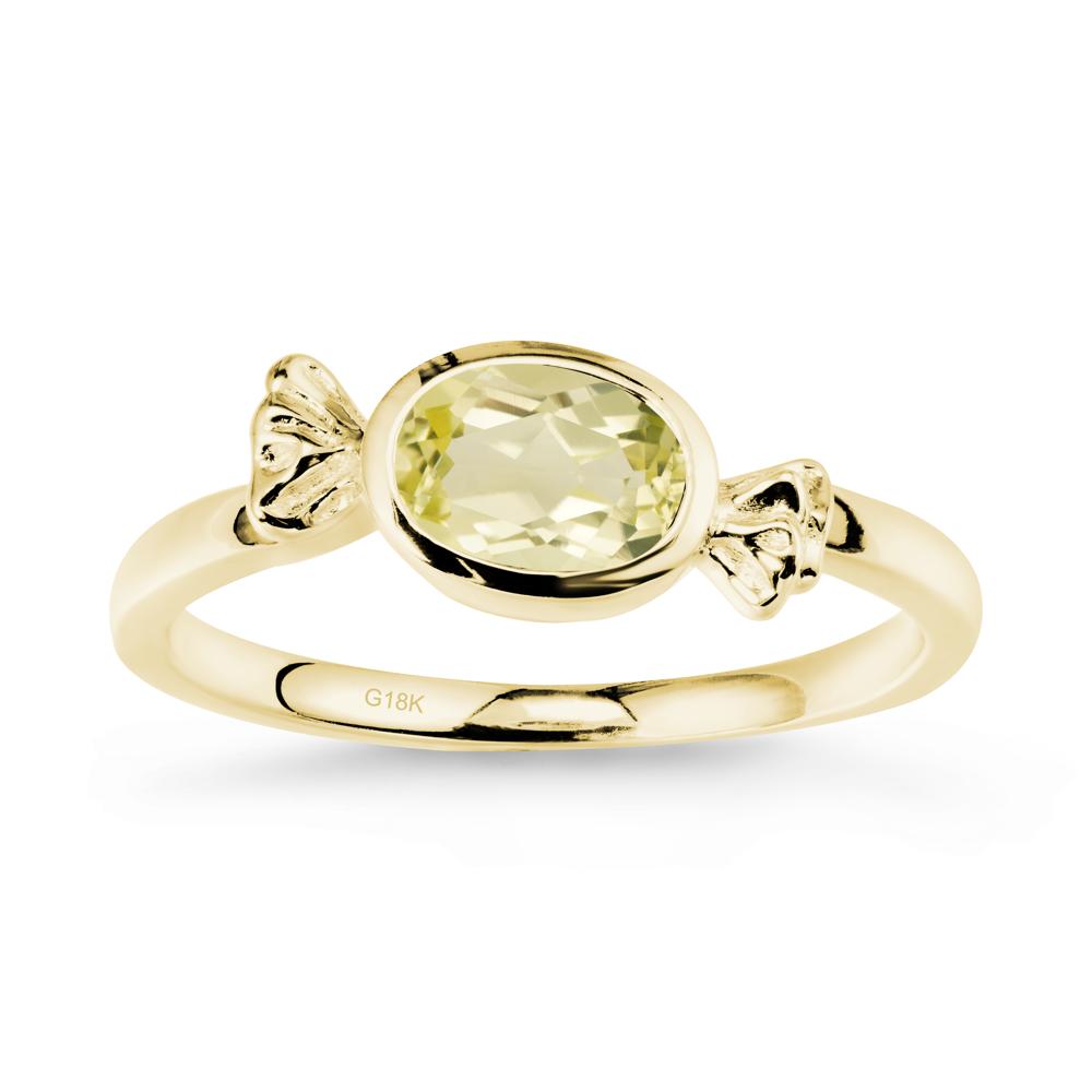 Oval Solitaire Lemon Quartz Halloween Ring - LUO Jewelry #metal_18k yellow gold