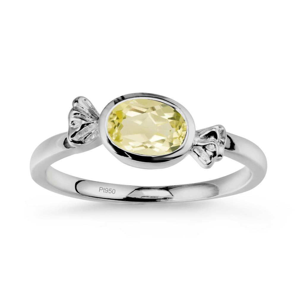 Oval Solitaire Lemon Quartz Halloween Ring - LUO Jewelry #metal_platinum