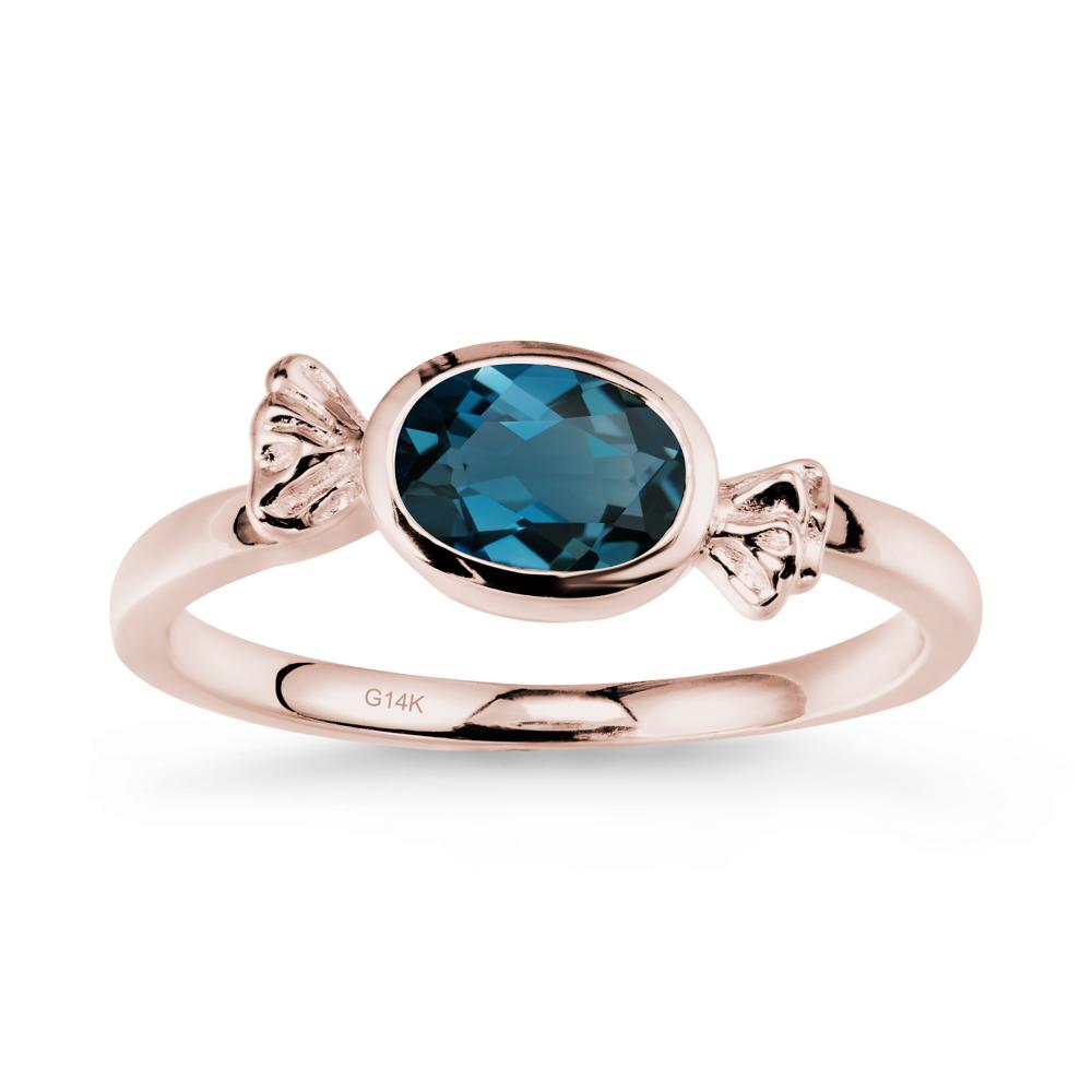 East-West Halloween London Blue Topaz Ring - LUO Jewelry #metal_14k rose gold