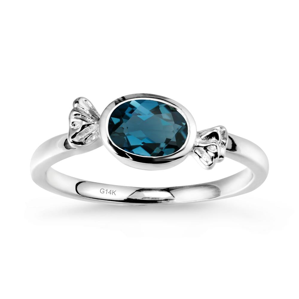 East-West Halloween London Blue Topaz Ring - LUO Jewelry #metal_14k white gold