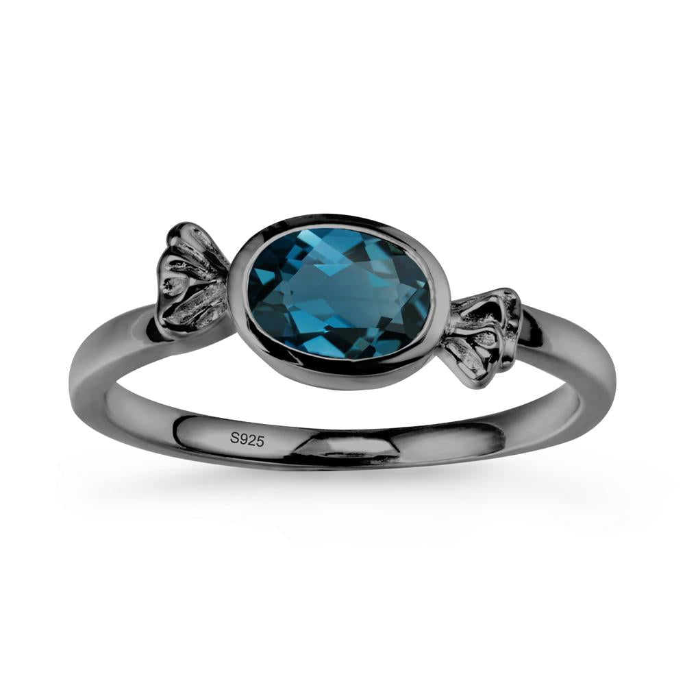 East-West Halloween London Blue Topaz Ring - LUO Jewelry #metal_black finish sterling silver