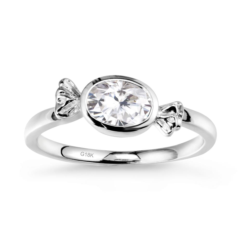 Candy Inspired Solitaire Moissanite Ring - LUO Jewelry #metal_18k white gold