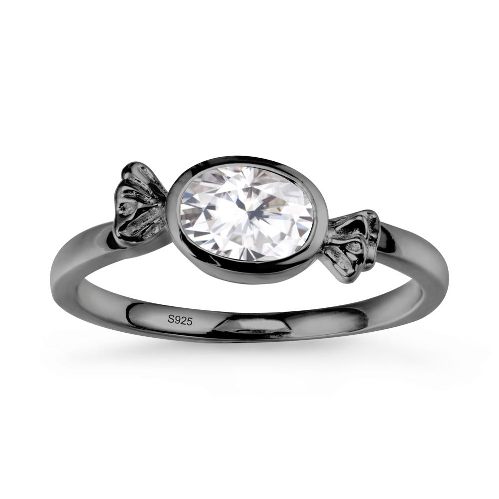 Candy Inspired Solitaire Moissanite Ring - LUO Jewelry #metal_black finish sterling silver