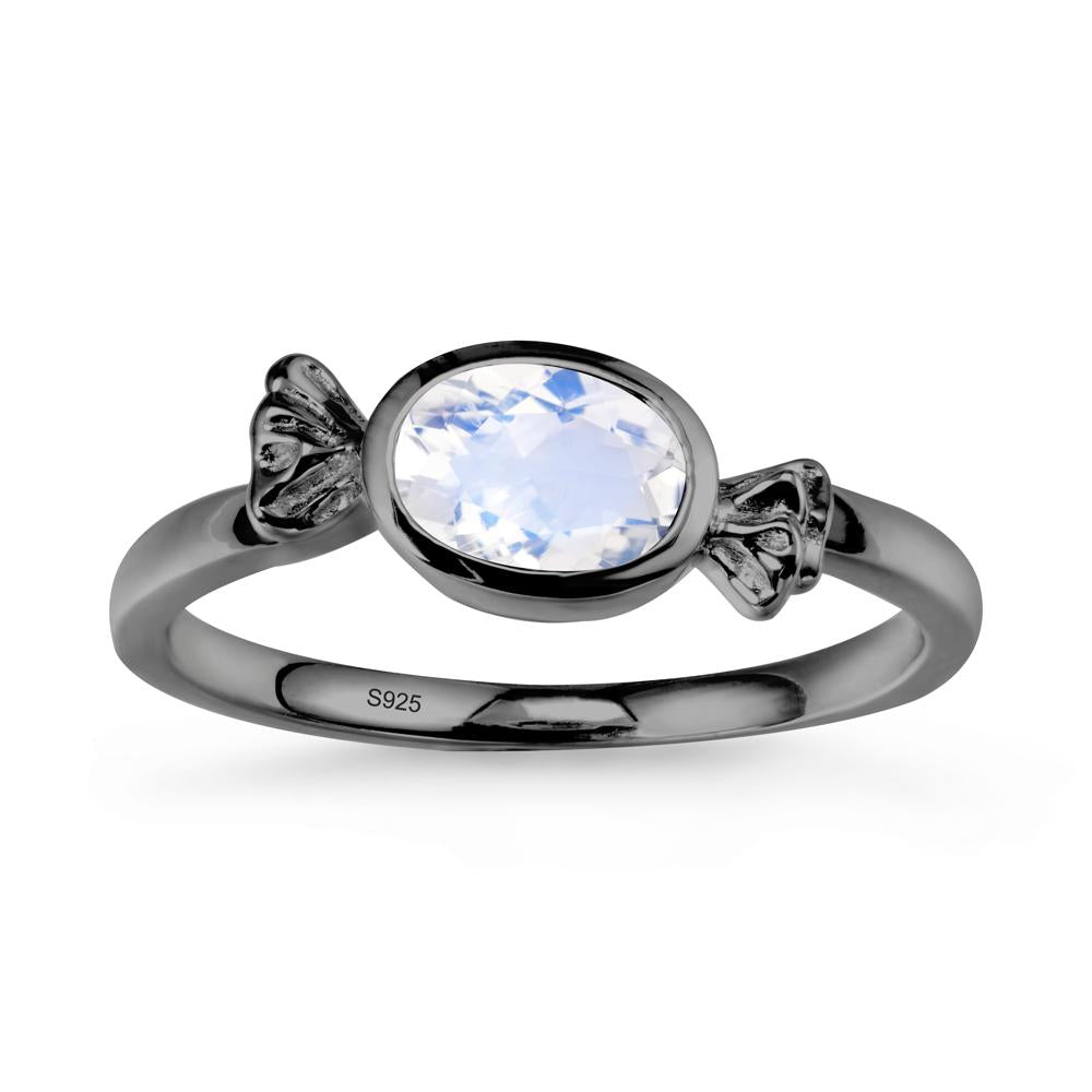 Oval Solitaire Moonstone Halloween Ring - LUO Jewelry #metal_black finish sterling silver