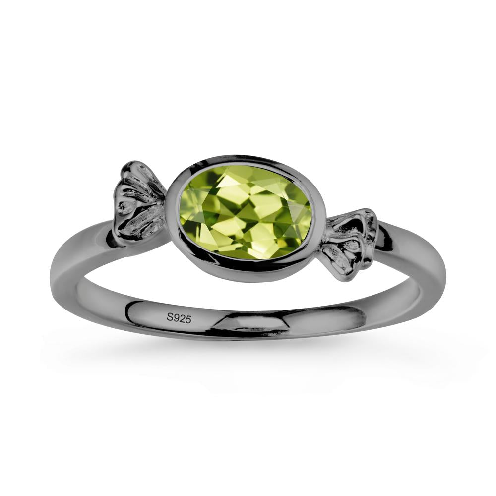 Candy Inspired Solitaire Peridot Ring - LUO Jewelry #metal_black finish sterling silver