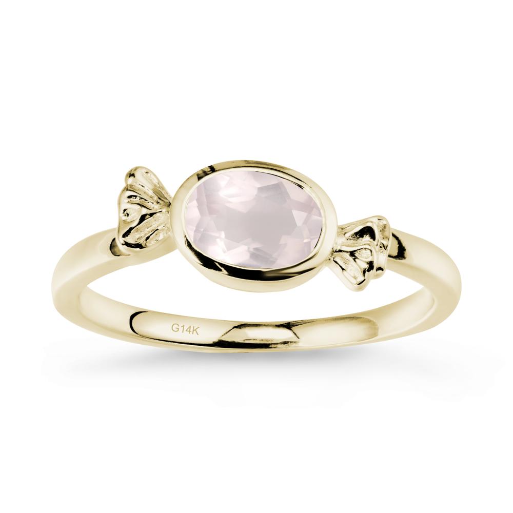 Oval Solitaire Rose Quartz Halloween Ring - LUO Jewelry #metal_14k yellow gold