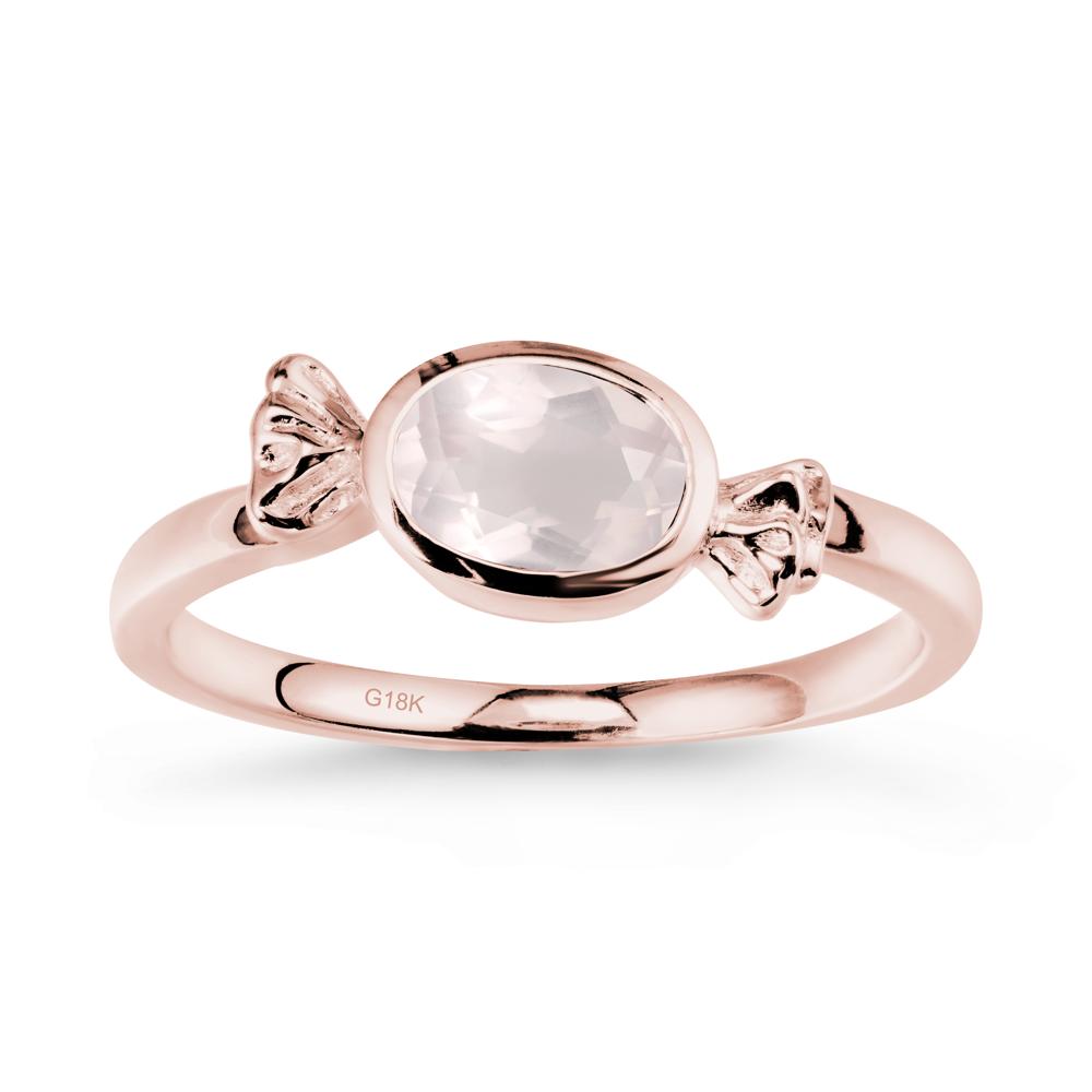 Oval Solitaire Rose Quartz Halloween Ring - LUO Jewelry #metal_18k rose gold