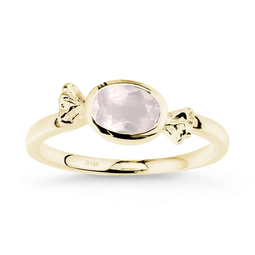 Oval Solitaire Rose Quartz Halloween Ring - LUO Jewelry #metal_18k yellow gold