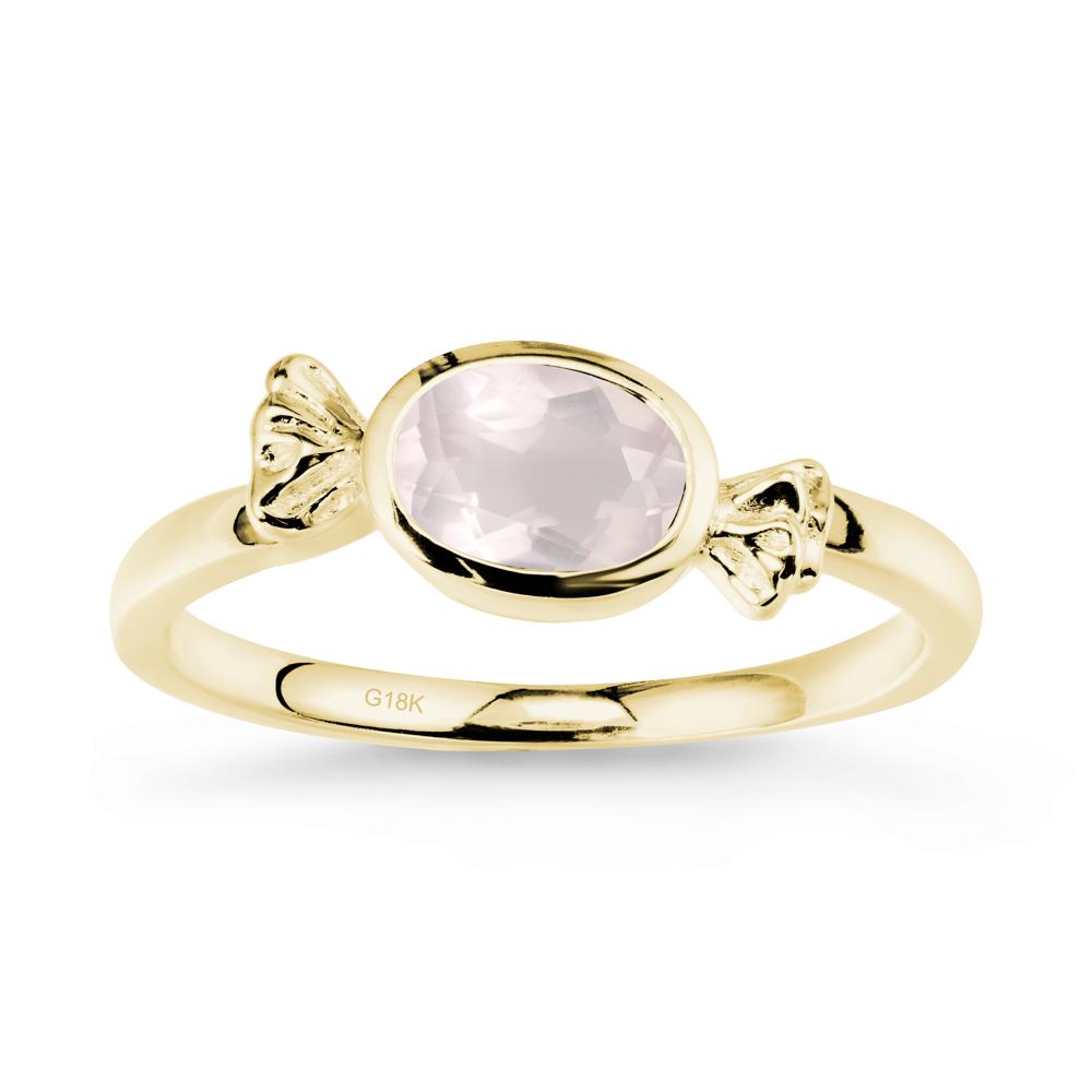 Oval Solitaire Rose Quartz Halloween Ring - LUO Jewelry #metal_18k yellow gold