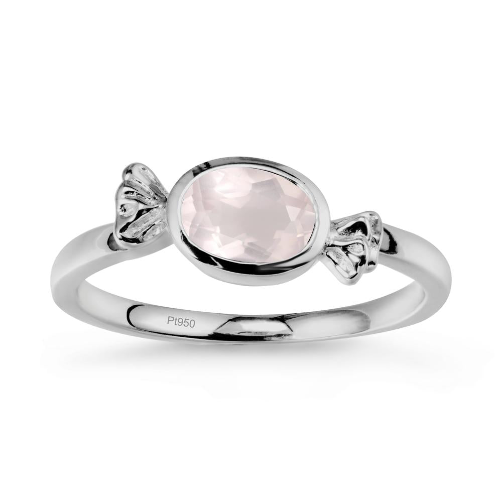 Oval Solitaire Rose Quartz Halloween Ring - LUO Jewelry #metal_platinum