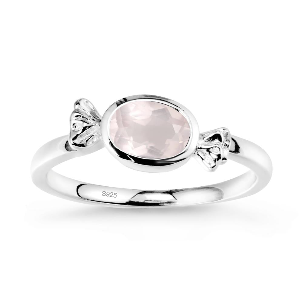 Oval Solitaire Rose Quartz Halloween Ring - LUO Jewelry #metal_sterling silver