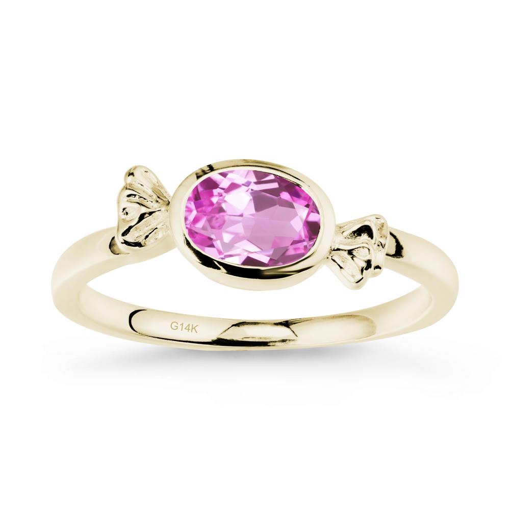 East-West Halloween Pink Sapphire Ring - LUO Jewelry #metal_14k yellow gold