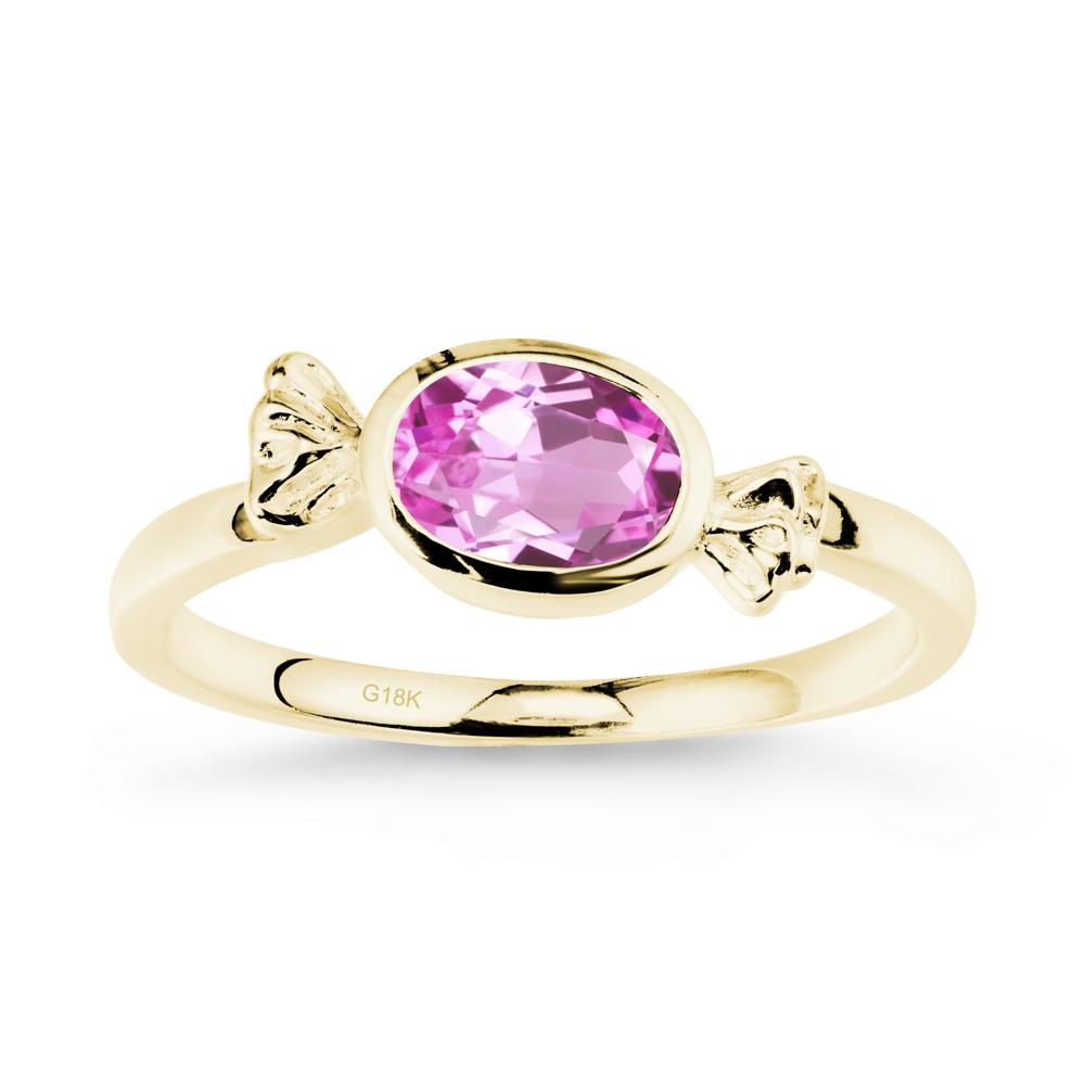 East-West Halloween Pink Sapphire Ring - LUO Jewelry #metal_18k yellow gold