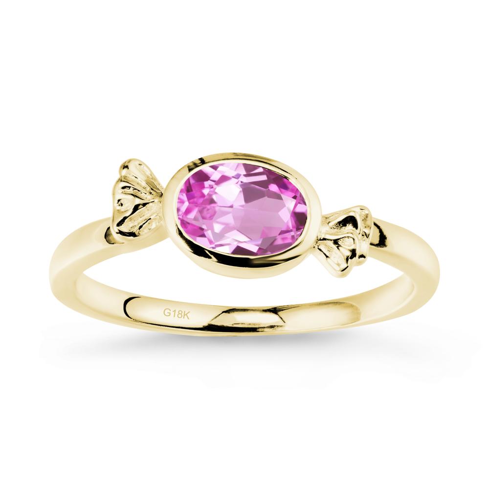 East-West Halloween Pink Sapphire Ring - LUO Jewelry #metal_18k yellow gold