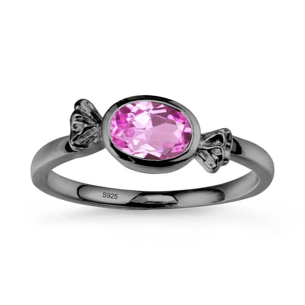 East-West Halloween Pink Sapphire Ring - LUO Jewelry #metal_black finish sterling silver