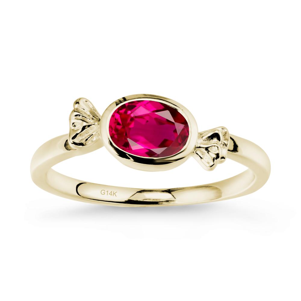 Candy Inspired Solitaire Ruby Ring - LUO Jewelry #metal_14k yellow gold