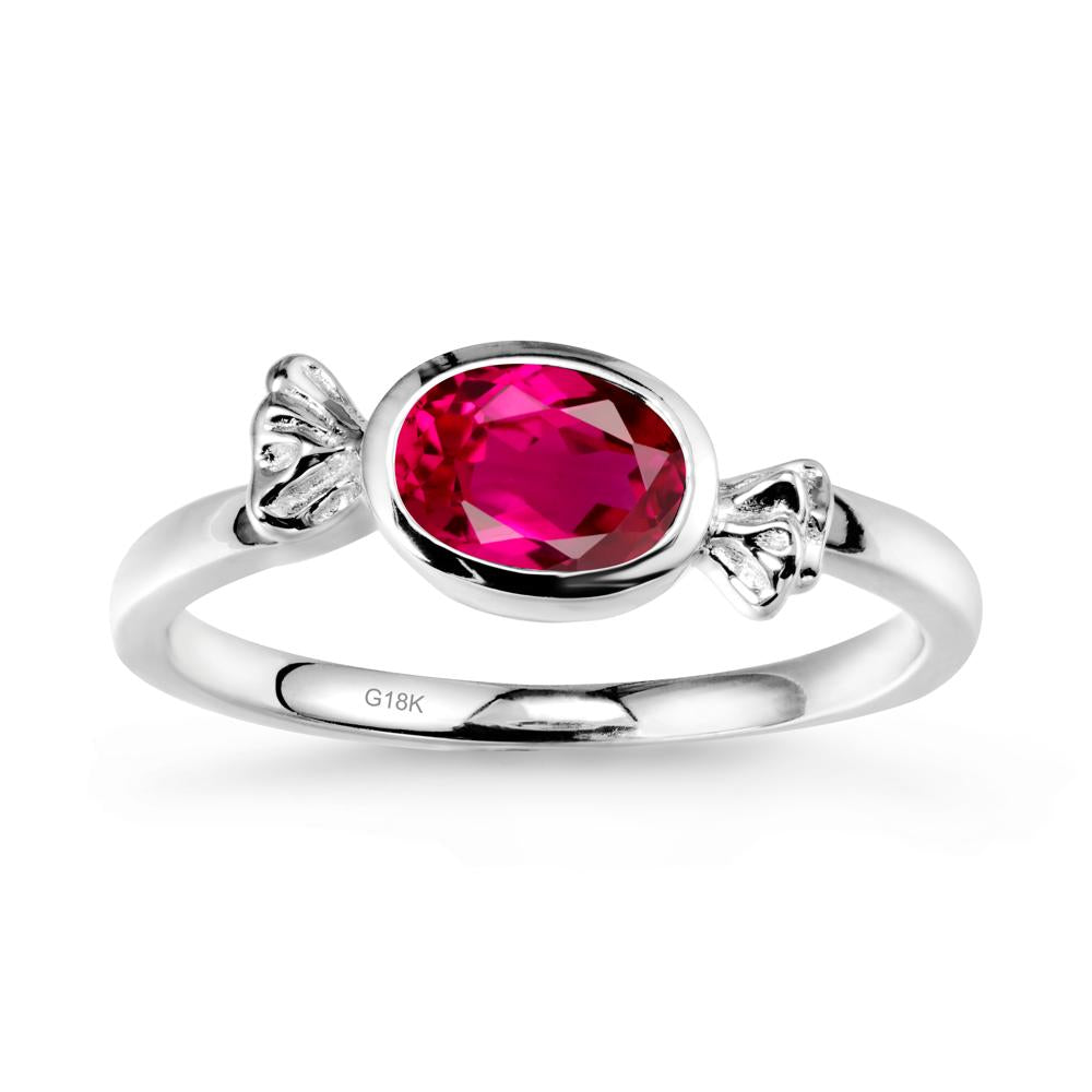 Candy Inspired Solitaire Ruby Ring - LUO Jewelry #metal_18k white gold