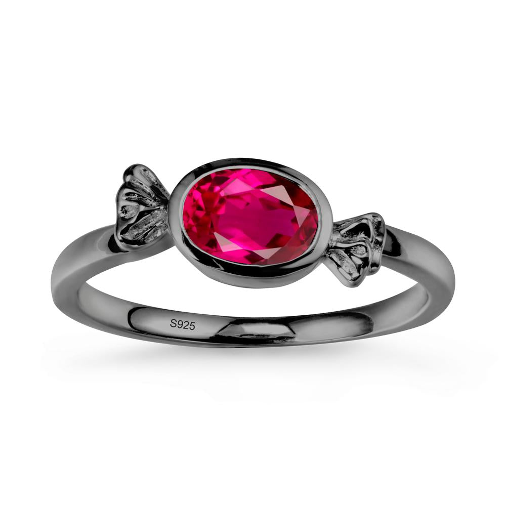 Candy Inspired Solitaire Ruby Ring - LUO Jewelry #metal_black finish sterling silver