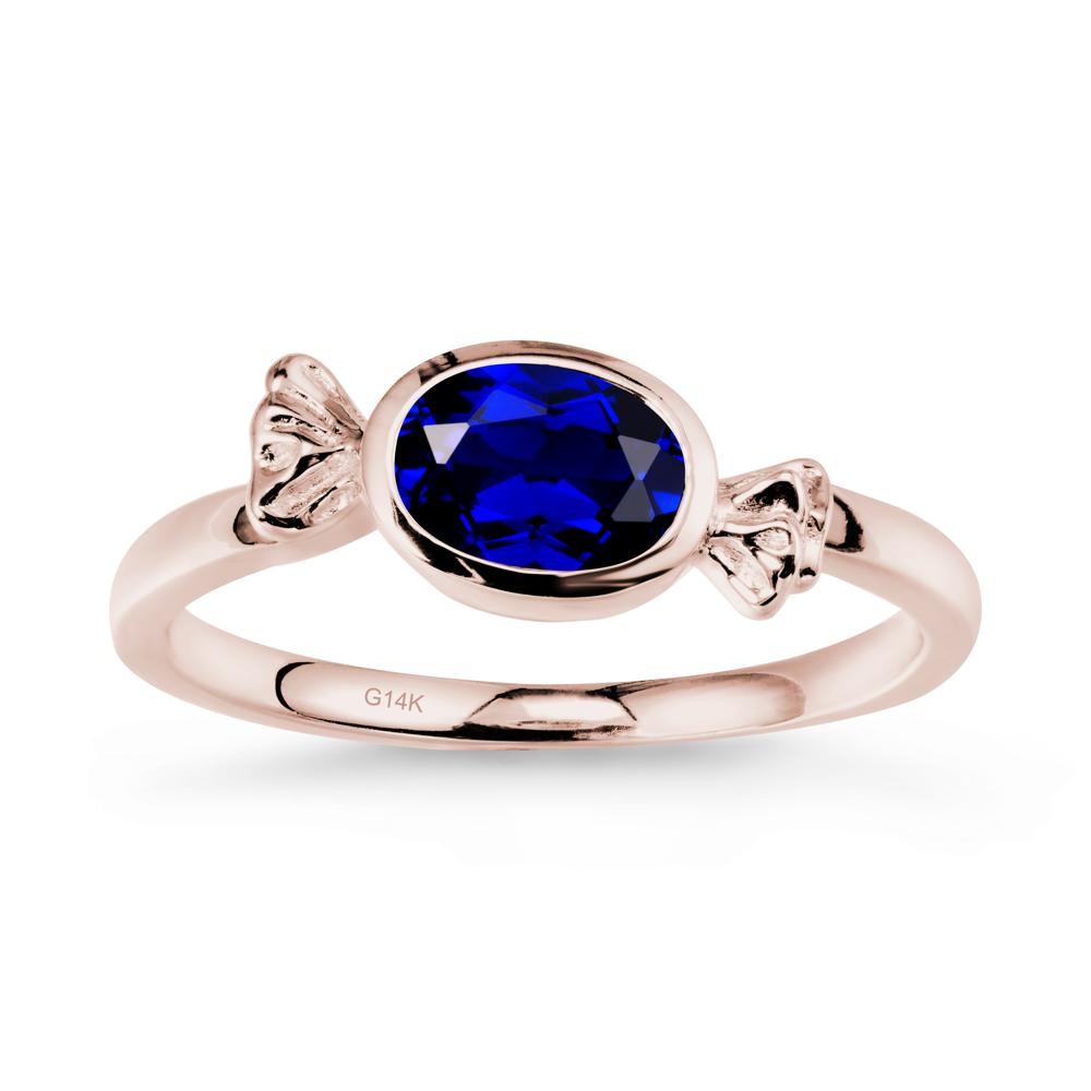 Oval Solitaire Sapphire Halloween Ring - LUO Jewelry #metal_14k rose gold