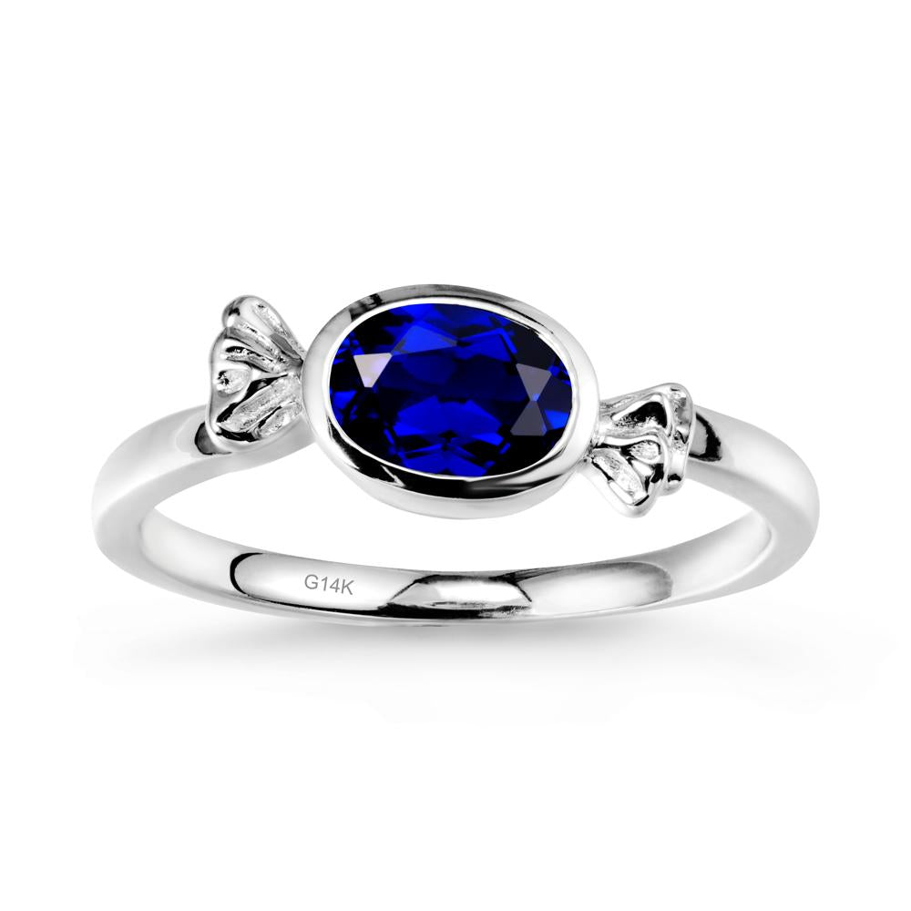 Oval Solitaire Sapphire Halloween Ring - LUO Jewelry #metal_14k white gold