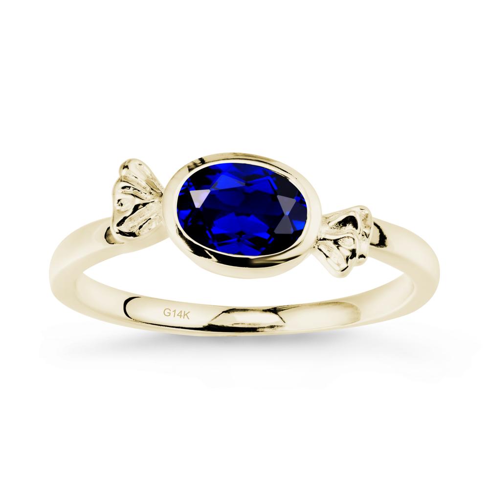Oval Solitaire Sapphire Halloween Ring - LUO Jewelry #metal_14k yellow gold