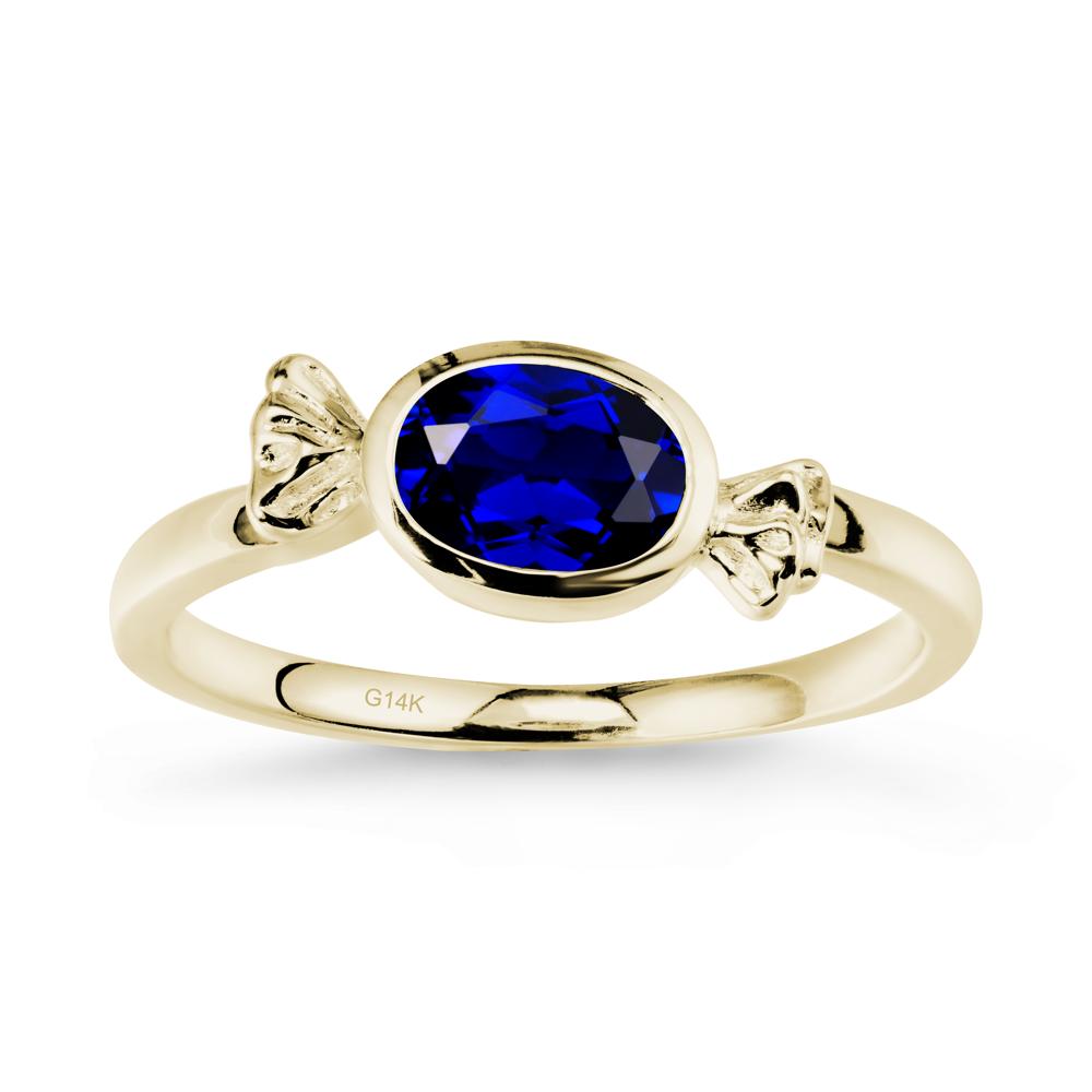 Oval Solitaire Sapphire Halloween Ring - LUO Jewelry #metal_14k yellow gold