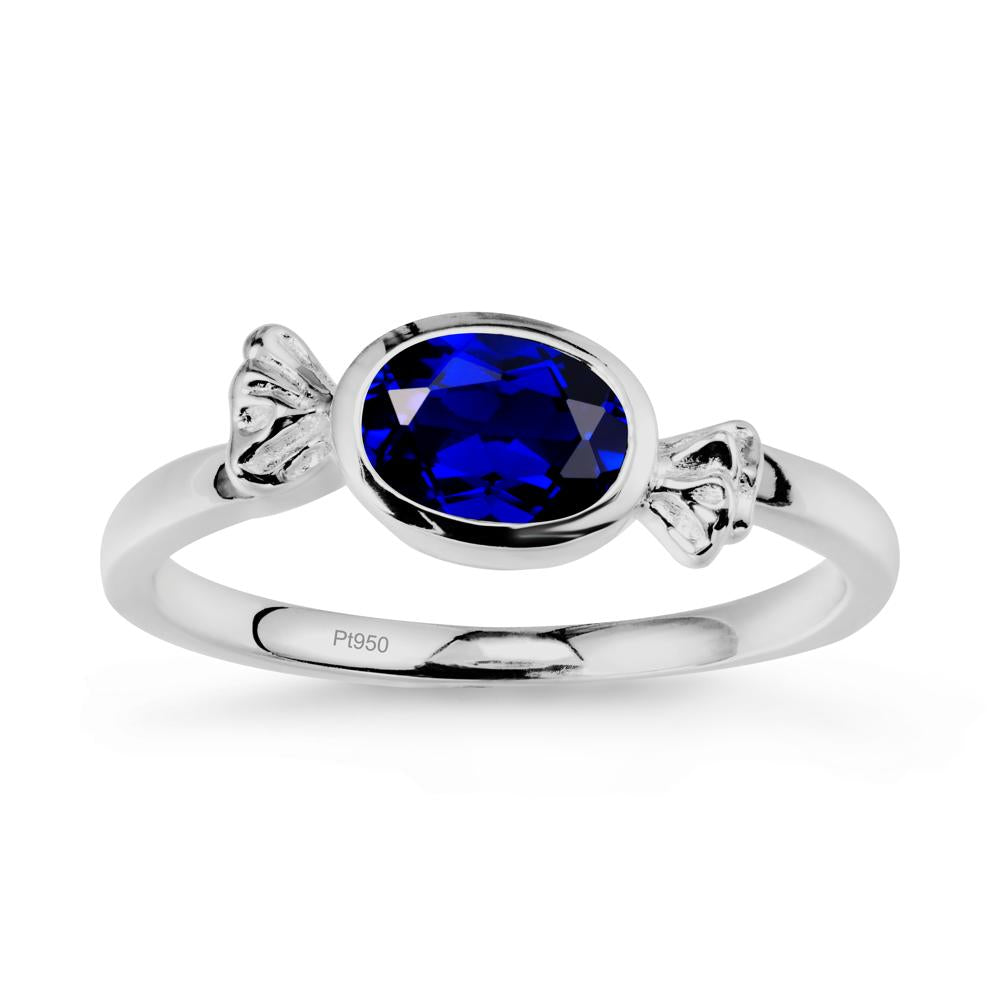 Oval Solitaire Sapphire Halloween Ring - LUO Jewelry #metal_platinum