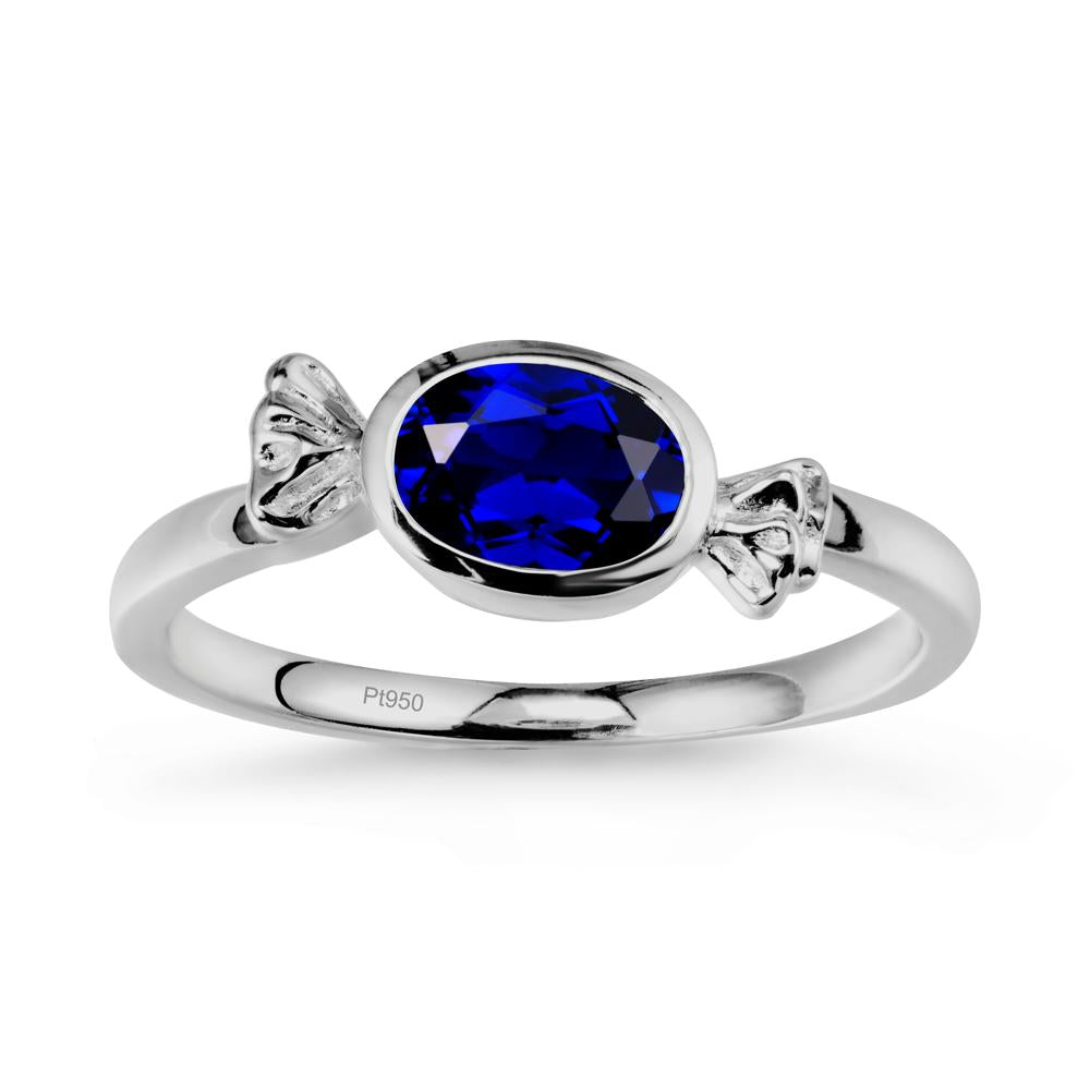 Oval Solitaire Sapphire Halloween Ring - LUO Jewelry #metal_platinum