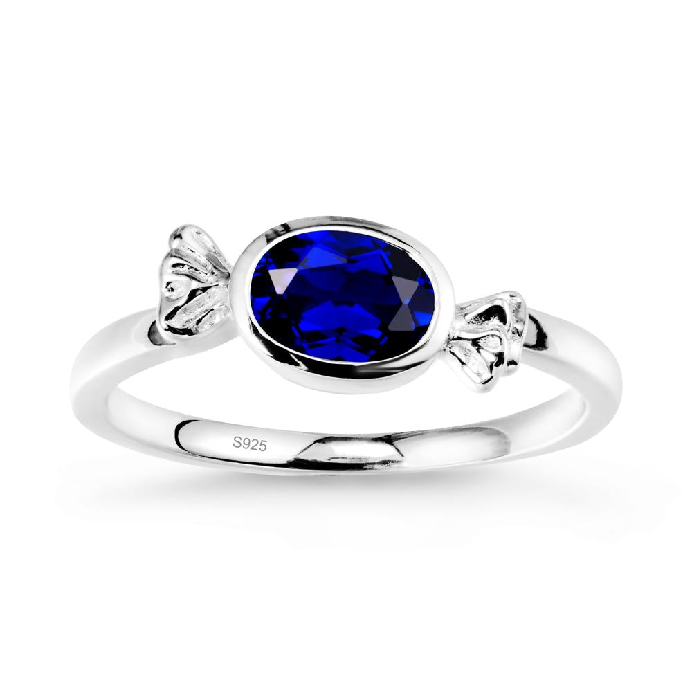 Oval Solitaire Sapphire Halloween Ring - LUO Jewelry #metal_sterling silver
