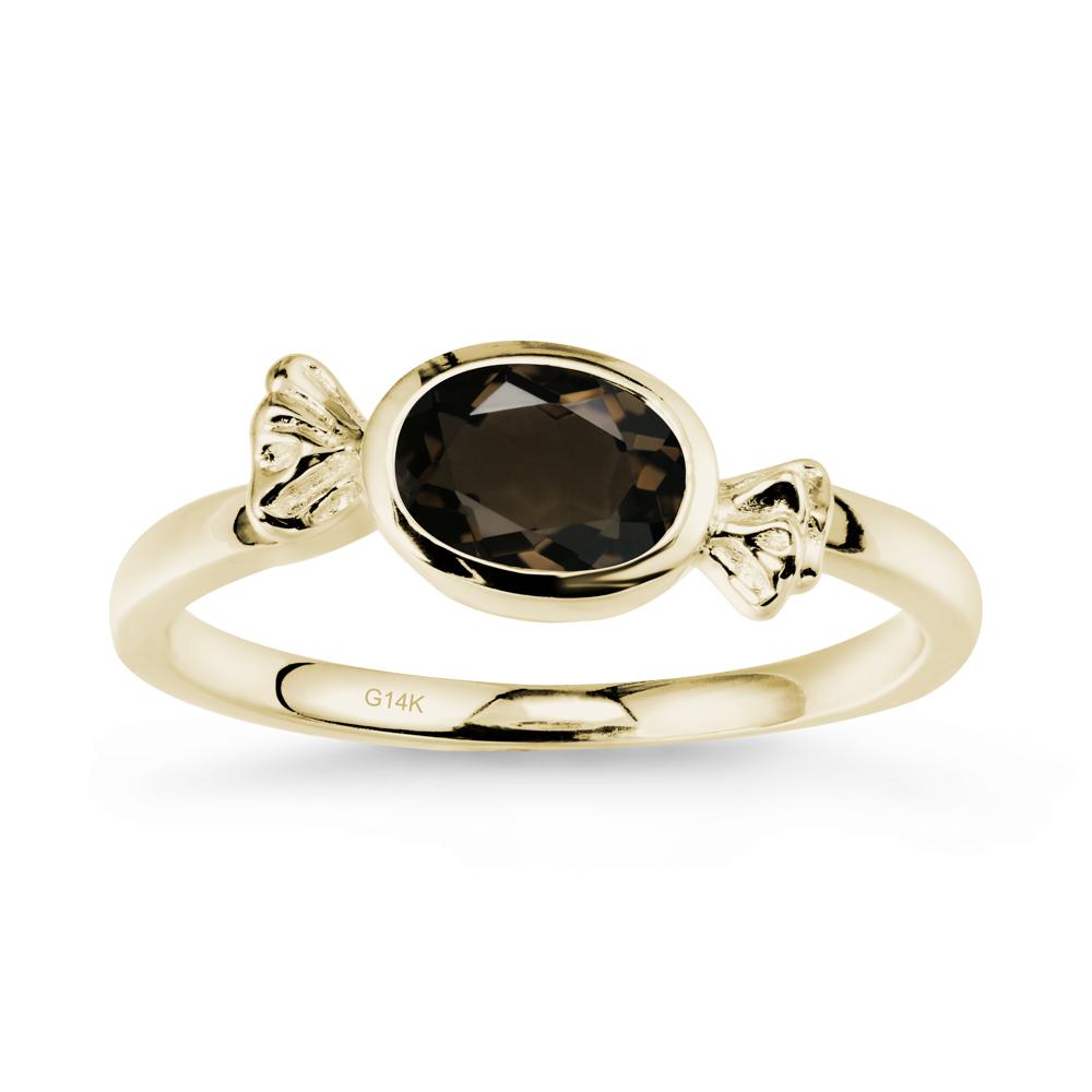 East-West Halloween Smoky Quartz Ring - LUO Jewelry #metal_14k yellow gold