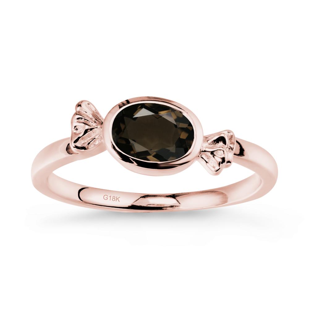 East-West Halloween Smoky Quartz Ring - LUO Jewelry #metal_18k rose gold