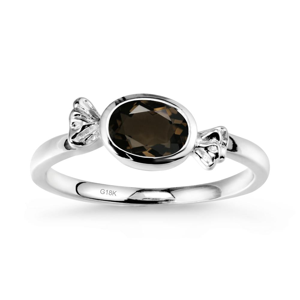 East-West Halloween Smoky Quartz Ring - LUO Jewelry #metal_18k white gold