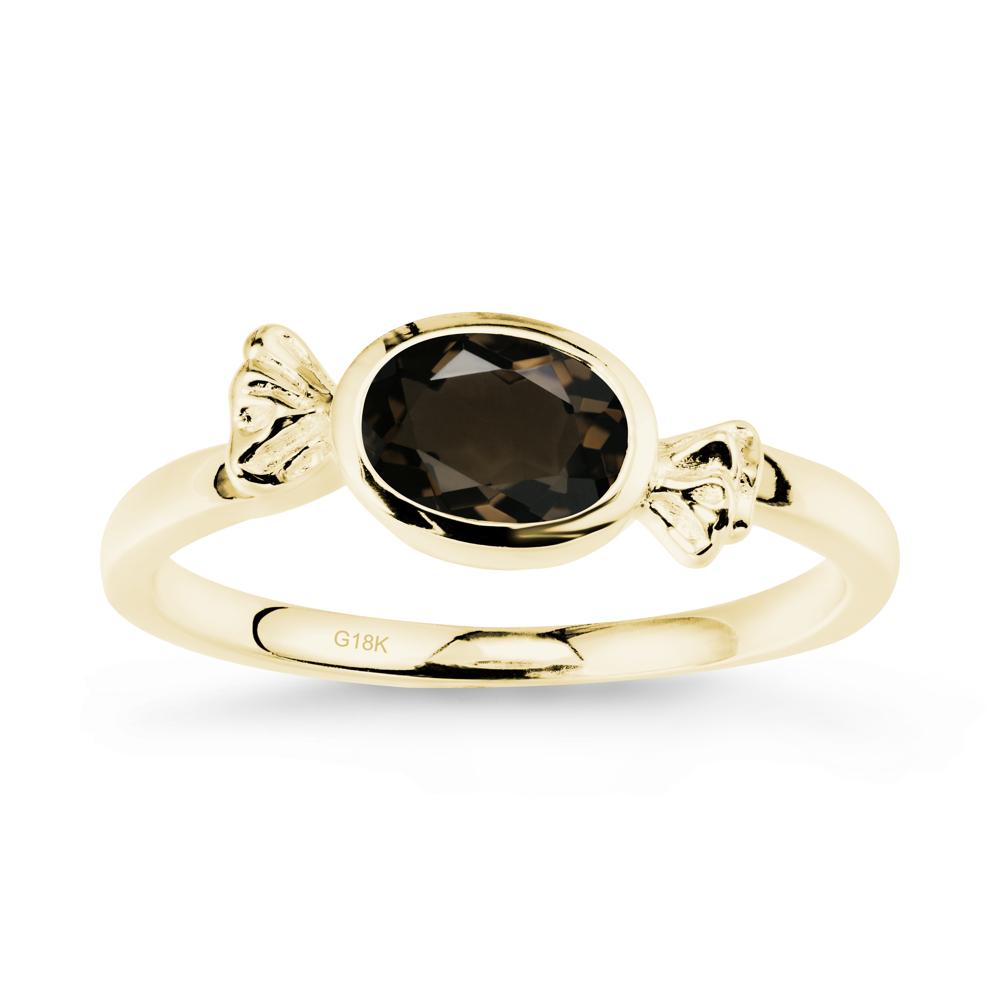 East-West Halloween Smoky Quartz Ring - LUO Jewelry #metal_18k yellow gold