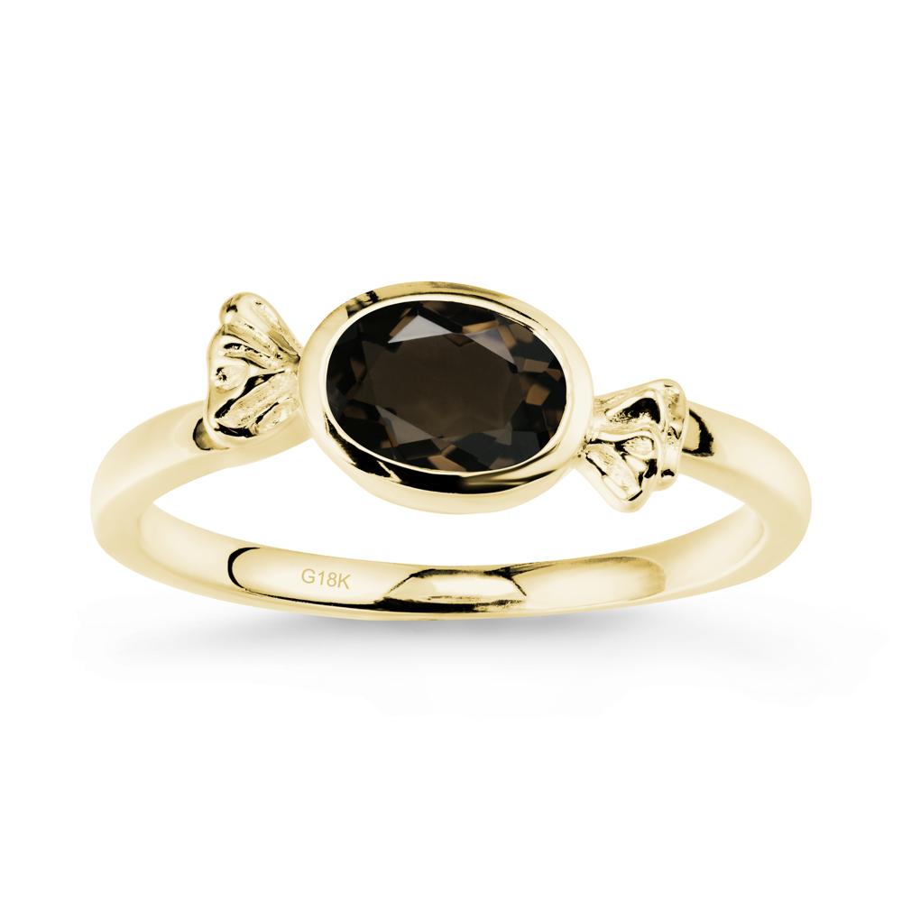 East-West Halloween Smoky Quartz Ring - LUO Jewelry #metal_18k yellow gold