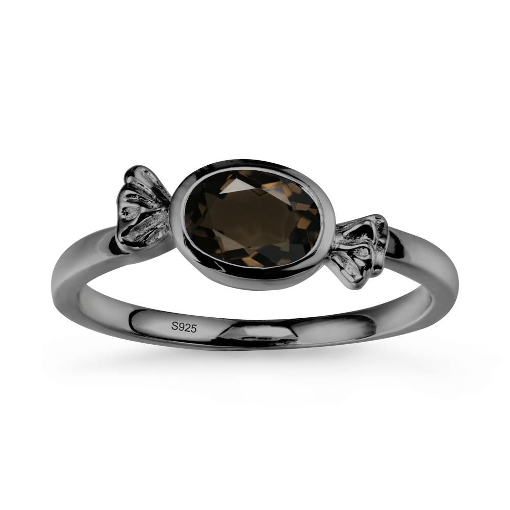 East-West Halloween Smoky Quartz Ring - LUO Jewelry #metal_black finish sterling silver