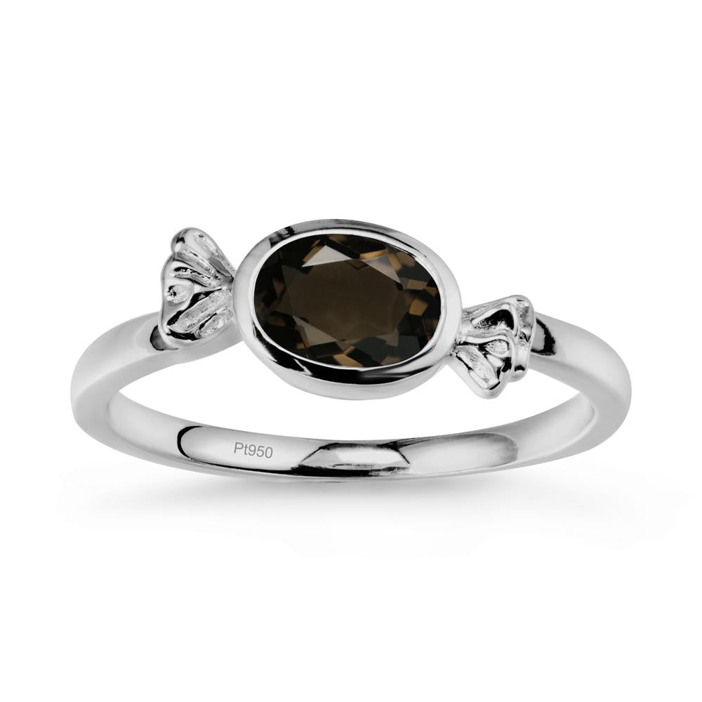 East-West Halloween Smoky Quartz Ring - LUO Jewelry #metal_platinum