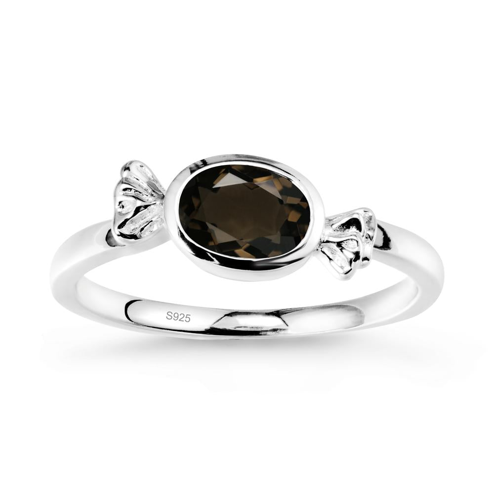 East-West Halloween Smoky Quartz Ring - LUO Jewelry #metal_sterling silver