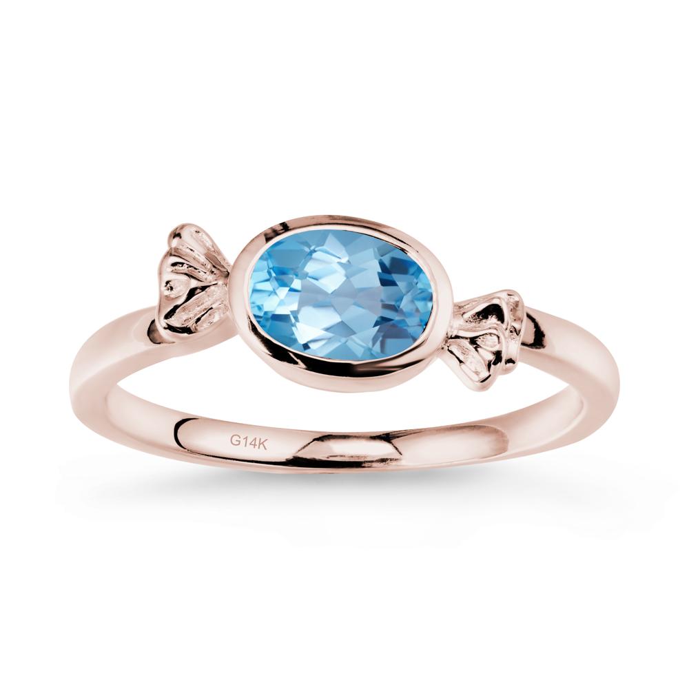 Candy Inspired Solitaire Swiss Blue Topaz Ring - LUO Jewelry #metal_14k rose gold