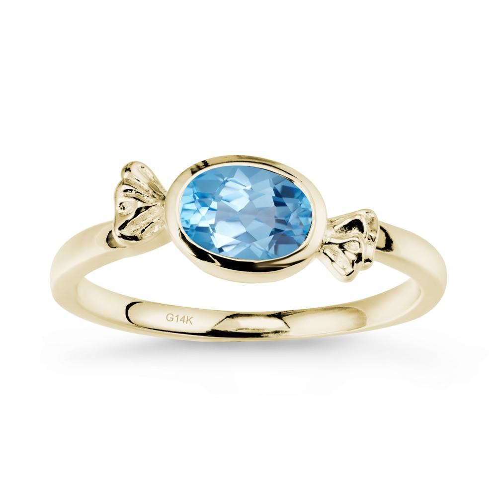 Candy Inspired Solitaire Swiss Blue Topaz Ring - LUO Jewelry #metal_14k yellow gold