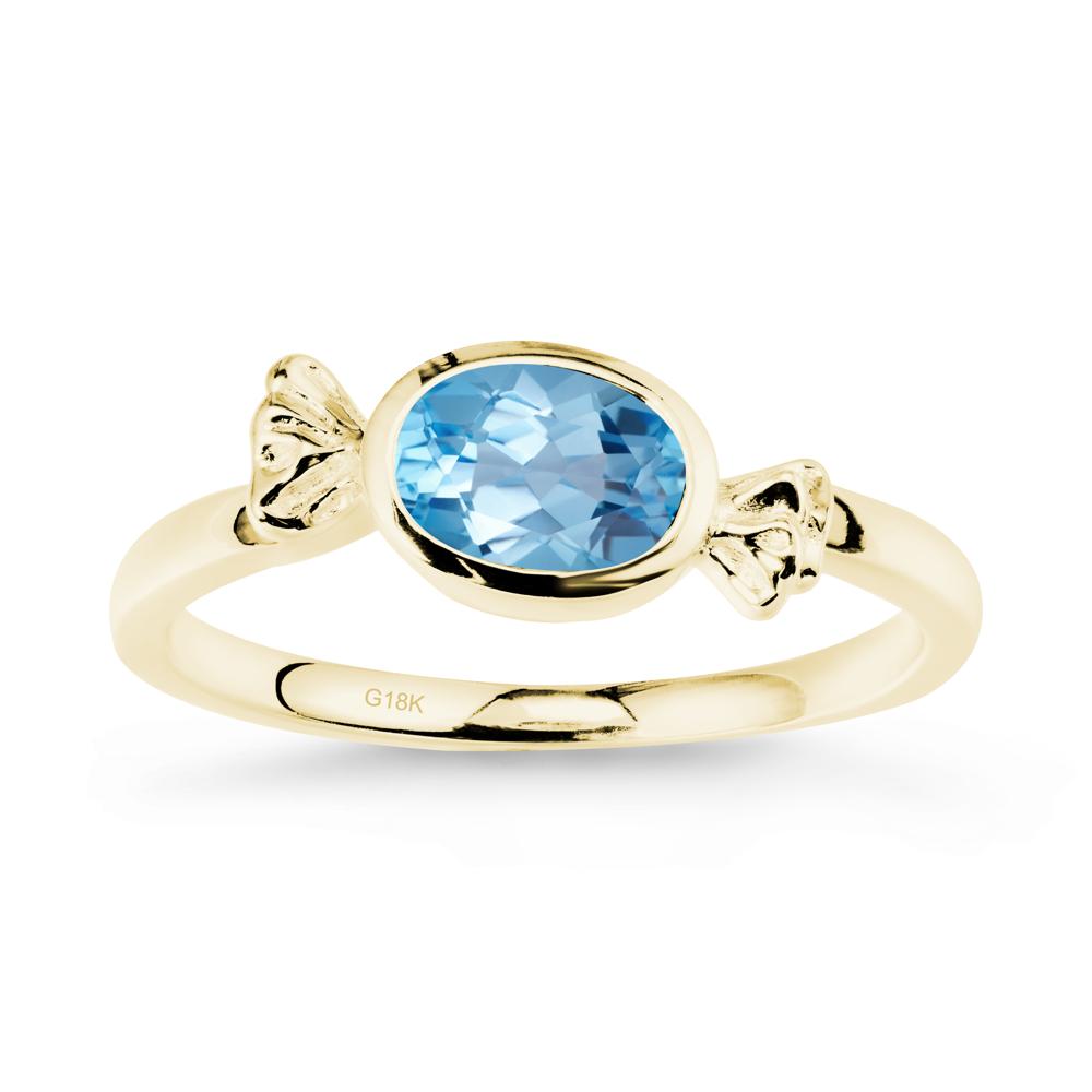 Candy Inspired Solitaire Swiss Blue Topaz Ring - LUO Jewelry #metal_18k yellow gold