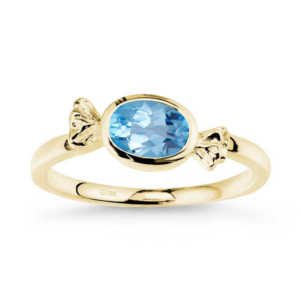 Candy Inspired Solitaire Swiss Blue Topaz Ring - LUO Jewelry #metal_18k yellow gold