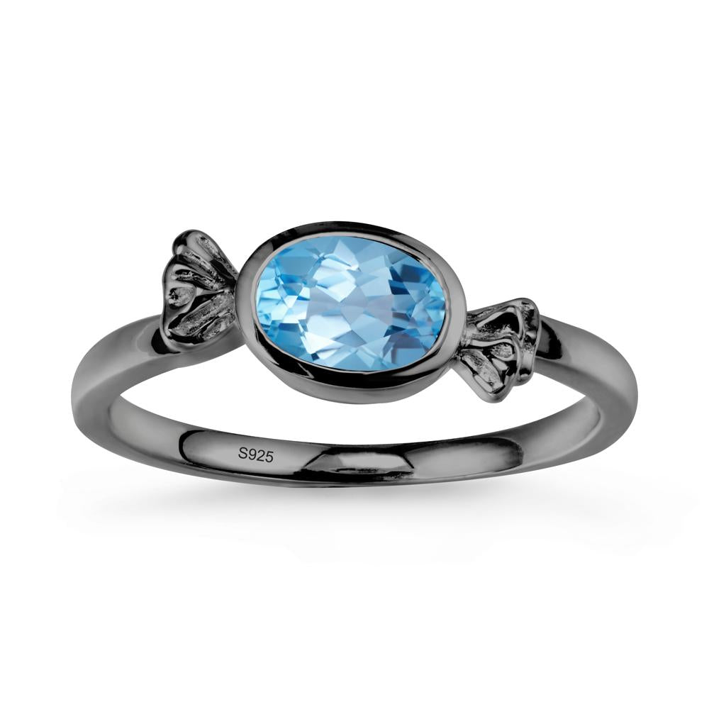 Candy Inspired Solitaire Swiss Blue Topaz Ring - LUO Jewelry #metal_black finish sterling silver