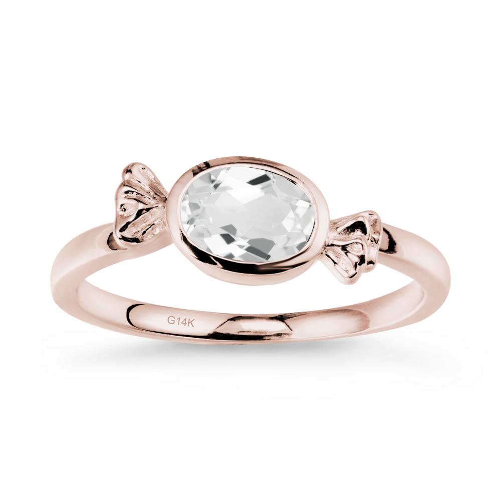 Oval Solitaire White Topaz Halloween Ring - LUO Jewelry #metal_14k rose gold