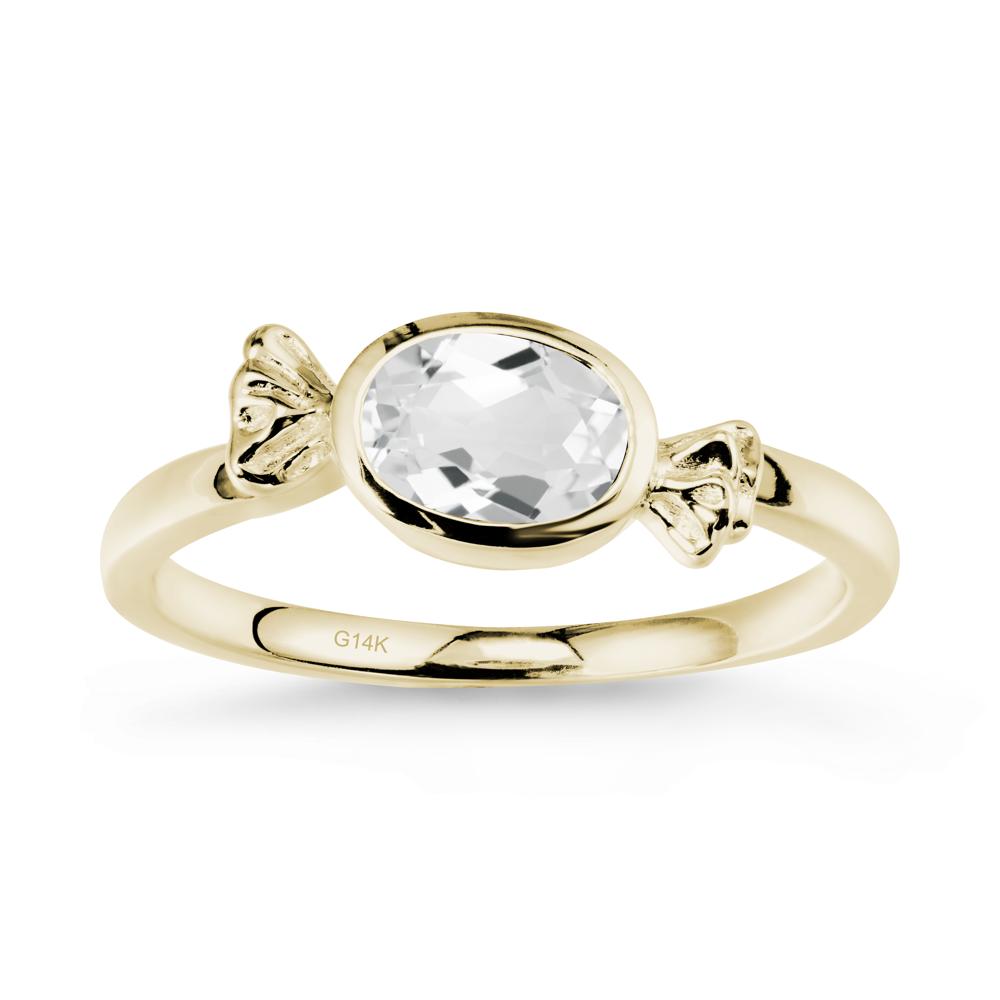 Oval Solitaire White Topaz Halloween Ring - LUO Jewelry #metal_14k yellow gold