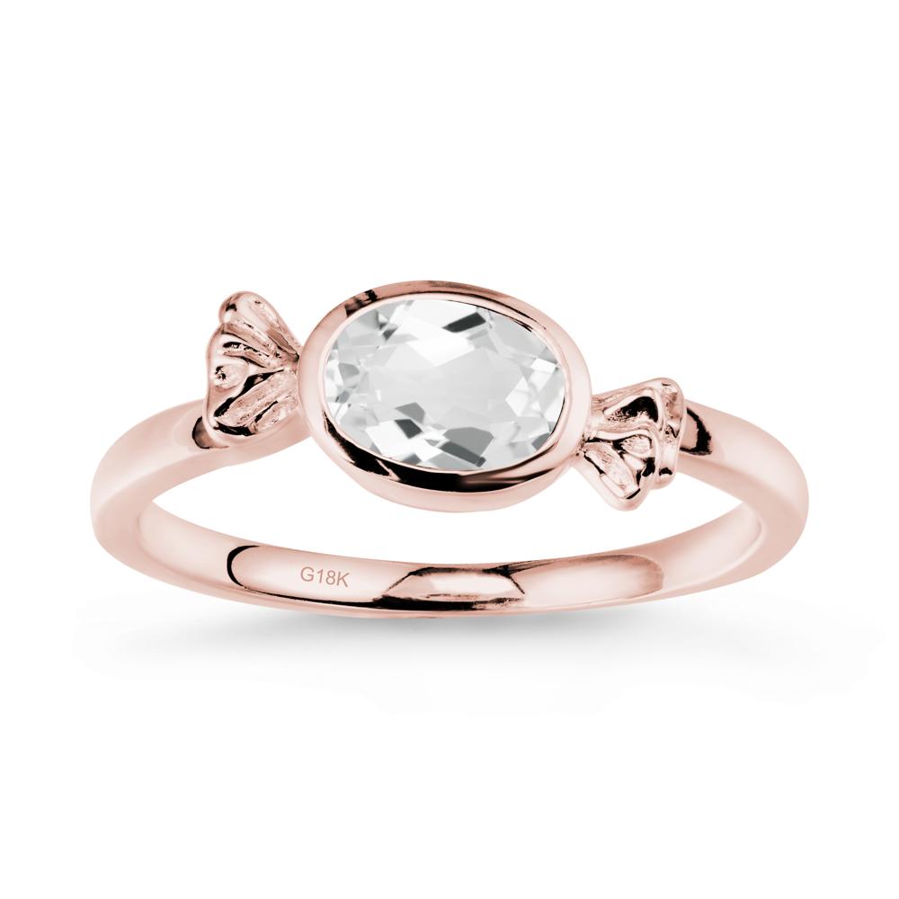 Oval Solitaire White Topaz Halloween Ring - LUO Jewelry #metal_18k rose gold