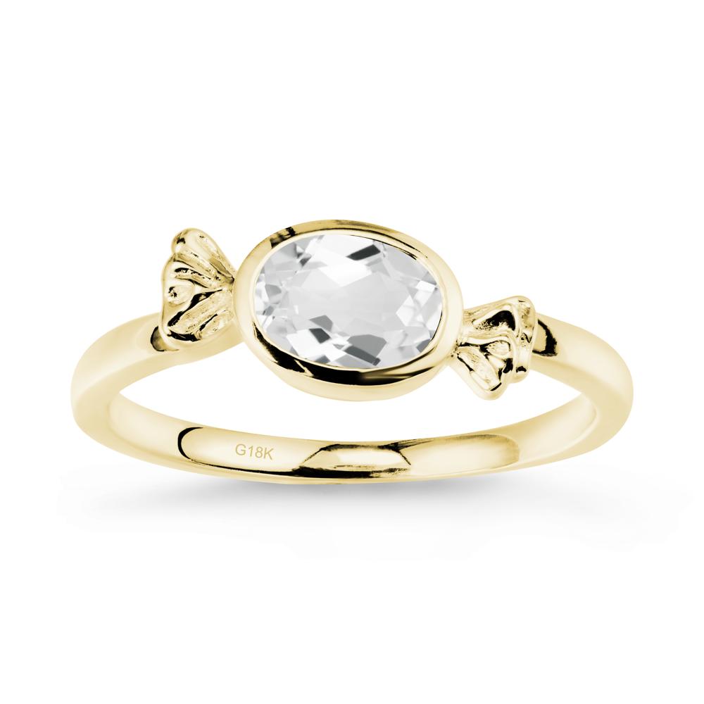 Oval Solitaire White Topaz Halloween Ring - LUO Jewelry #metal_18k yellow gold