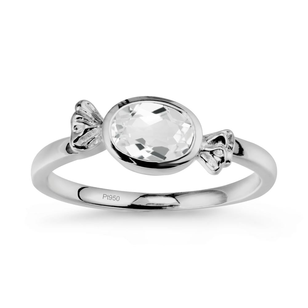Oval Solitaire White Topaz Halloween Ring - LUO Jewelry #metal_platinum