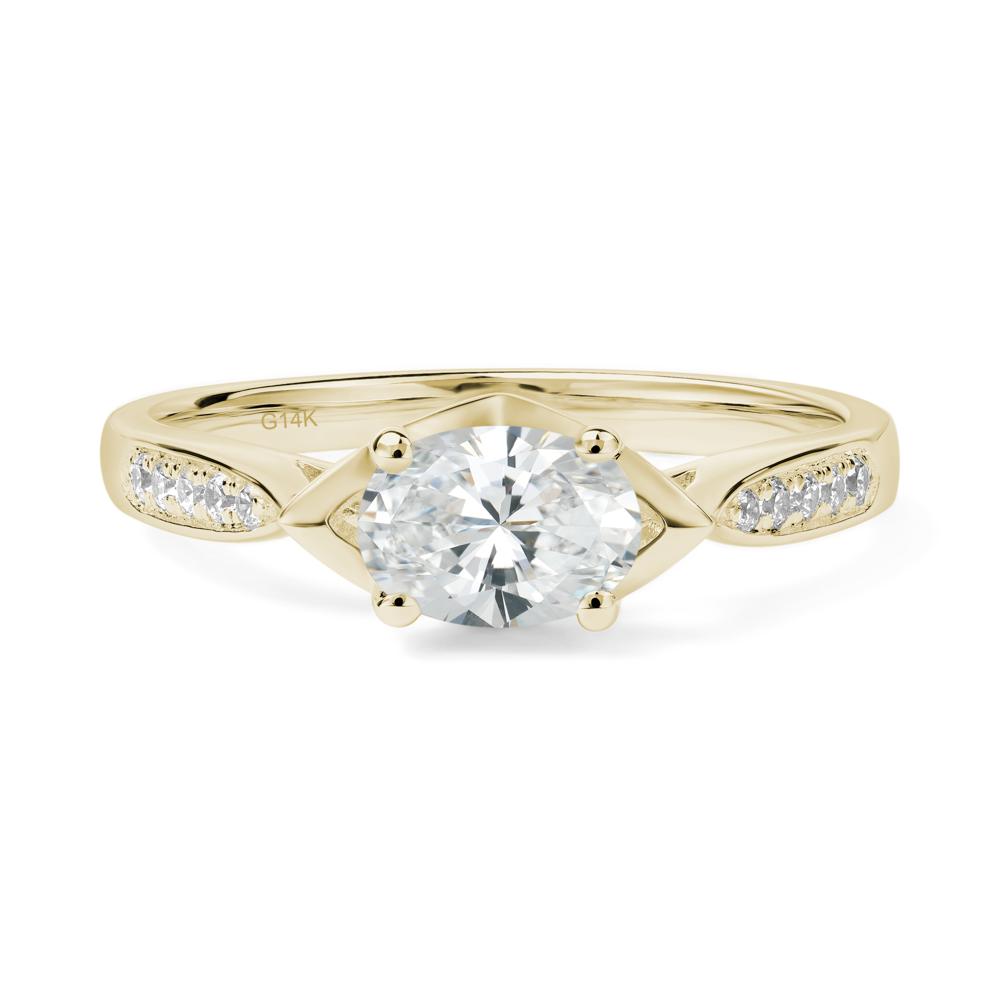 Petite Oval Horizontal Diamond Ring - LUO Jewelry #metal_14k yellow gold